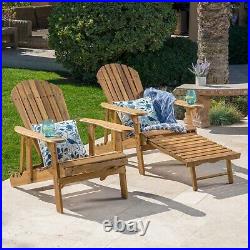 Katherine Outdoor Reclining Wood Adirondack Chair with Footrest (Set of 2)