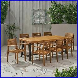 Kelly Outdoor Acacia Wood 8 Seater Dining Set