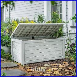 Keter 165 Gallon Outdoor Deck Box Patio Storage 2 Seat Bench Weatherproof Resin