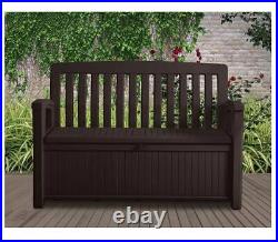 Keter 60-Gallon All-Weather Outdoor Patio Storage Bench Brown