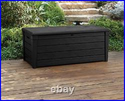 Keter Brightwood Outdoor Plastic Deck Box, All-Weather Resin Storage, 120 Gal