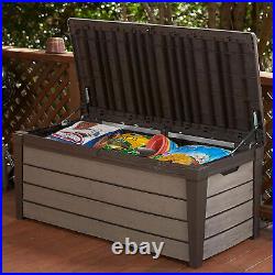 Keter Brushwood 120 Gal Resin Outdoor Storage Box for Yard Tools, Brown (Used)