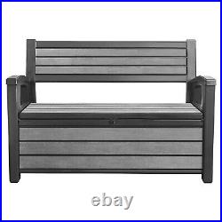 Keter Hudson 60G Plastic Backyard Patio Storage Bench Deck Box, Gray (Open Box)
