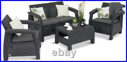 Keter Rattan Garden Furniture Set 4 Piece Chairs Sofa Table Conservatory Corfu