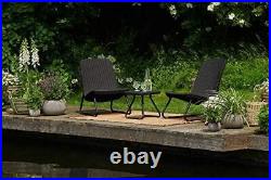 Keter Resin Wicker Patio Furniture Set with Side Table and Outdoor Chairs, Dark