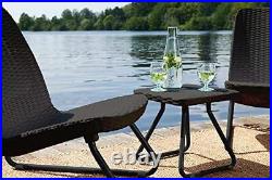 Keter Resin Wicker Patio Furniture Set with Side Table and Outdoor Chairs, Dark