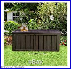 Keter Rockwood 150 Gallon Patio Storage Bench Weatherproof Deck Box