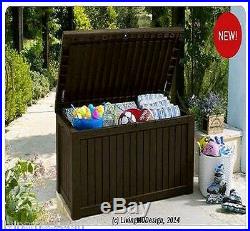 Keter Rockwood 150 Gallon Patio Storage Bench Weatherproof Deck Box