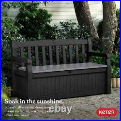 Keter Solana 70 Gallon Durable Resin Outdoor Storage Bench Deck Box
