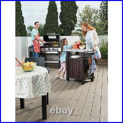 Keter Unity 40 Gal Entertainment Patio Storage BBQ Grilling Bar Cart (Open Box)