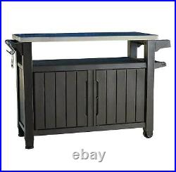 Keter Unity XL 78 Gallon Patio Storage Unit BBQ Grilling Bar Cart Furniture