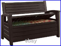 Keter Weatherproof Resin Outdoor Patio Deck Box Bench 2 Seat 60 Gallon Storage