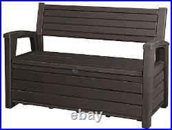 Keter Weatherproof Resin Outdoor Patio Deck Box Bench 2 Seat 60 Gallon Storage