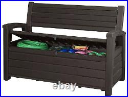 Keter Weatherproof Resin Outdoor Patio Deck Box Bench 2 Seat 60 Gallon Storage