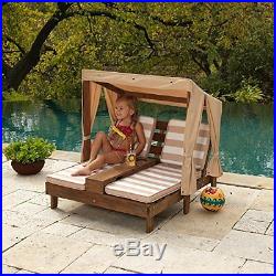 Kids Double Chaise Lounge Outdoor Patio Furniture Canopy Pool Chair Lounger New