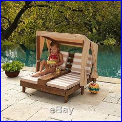 Kids Double Chaise Lounge Outdoor Patio Furniture Canopy Pool Chair Lounger New