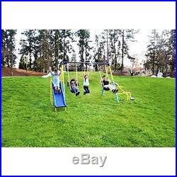 Kids Outdoor Swing Set Backyard Playground Slide Family Fun Adjustable Metal New