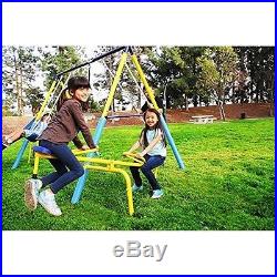 Kids Outdoor Swing Set Backyard Playground Slide Family Fun Adjustable Metal New