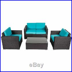 Kinbor 4-piece Outdoor Wicker Sofa Set Patio Sectional Furniture Set with Cushions