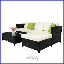 Kinbor 5PC Patio Sofa Set Rattan Wicker Outdoor Garden Furniture, with Cushions