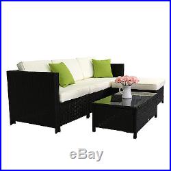 Kinbor 5PC Patio Sofa Set Rattan Wicker Outdoor Garden Furniture, with Cushions