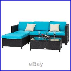 Kinbor 5PCs PE Rattan Wicker Patio Sofa Furniture Set Outdoor Garden with Cushions