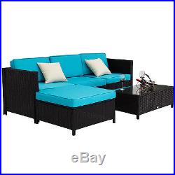 Kinbor 5PCs PE Rattan Wicker Patio Sofa Furniture Set Outdoor Garden with Cushions
