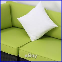Kinbor 7PC Rattan Wicker Sofa Sectional Green Cushions Patio Furniture Outdoor