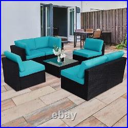 Kinbor Outdoor Rattan Wicker Patio Sectional Sofa Set with Cushions 7 Piece