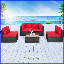 Kinsunny 4PCs Rattan Patio Wicker Sofa Set Sectional PE Outdoor Furniture Garden