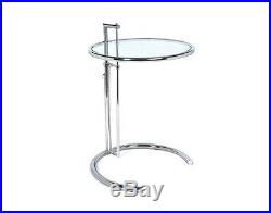 Kleiner Tisch Eileen Gray Einstellbar Höhe 62-100cm Stahl Chrom Glas Kristall