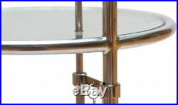 Kleiner Tisch Eileen Gray Einstellbar Höhe 62-100cm Stahl Chrom Glas Kristall