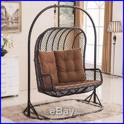LARGE Double Egg Chair Swing Wicker Rattan Hanging Garden Patio Indoor/Outdoor