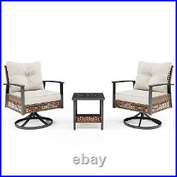 LAUSAINT HOME 3 Pieces Outdoor Swivel Rocker Patio Chairs