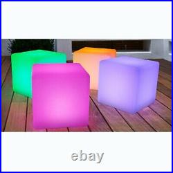 LED Glowing Cube Stool Chair 16 RGB Color Change Bar Party Yard Decor + Remote