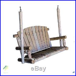 Lakeland Mill Swing Chair Log Porch Natural White Cedar Weather Resistant
