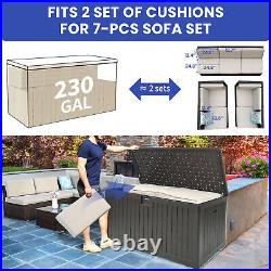 Large 230 Gallon Outdoor Storage Deck Box Patio Weatherproof Resin Brown Lock UV