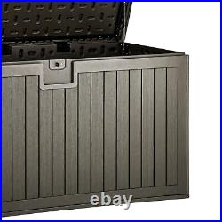 Large 230 Gallon Outdoor Storage Deck Box Patio Weatherproof Resin Brown Lock UV