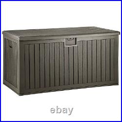 Large 230 Gallon Outdoor Storage Deck Box Patio Weatherproof Resin Brown Lock UV