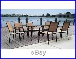 Large Outdoor Patio Dining Set Table 6 Chairs Furniture Rectangular Long Metal