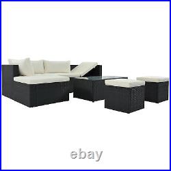 Large Outdoor Wicker Sofa Set Movable Cushion Sectional Lounger Sofa