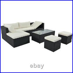 Large Outdoor Wicker Sofa Set Movable Cushion Sectional Lounger Sofa