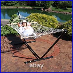 Large Rope Hammock with Steel Stand and Pad/Pillow Orange by Sunnydaze
