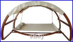 Leisure Season Home Porch Decor Solid Patio Swing Hammock Wood Bed with Canopy