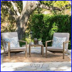 Lester Outdoor 3 Piece Acacia Wood Chat Set with Water Resistant Cushions