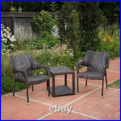 Lfheimr Outdoor 3 Piece Multi-brown Wicker Stacking Chair Chat Set
