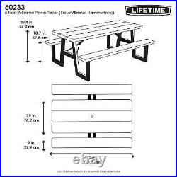 Lifetime 6-Foot W-Frame Folding Picnic Table, 60233