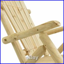 Log Rocking Chair Wood Single Porch Rocker Lounge Patio Deck Furniture Natural