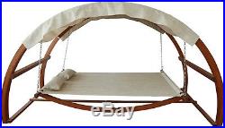 Luxury Canopy Swing Outdoor Bed Hammock Patio Backyard Wood Furniture Adjustable