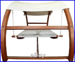 Luxury Canopy Swing Outdoor Bed Hammock Patio Backyard Wood Furniture Adjustable